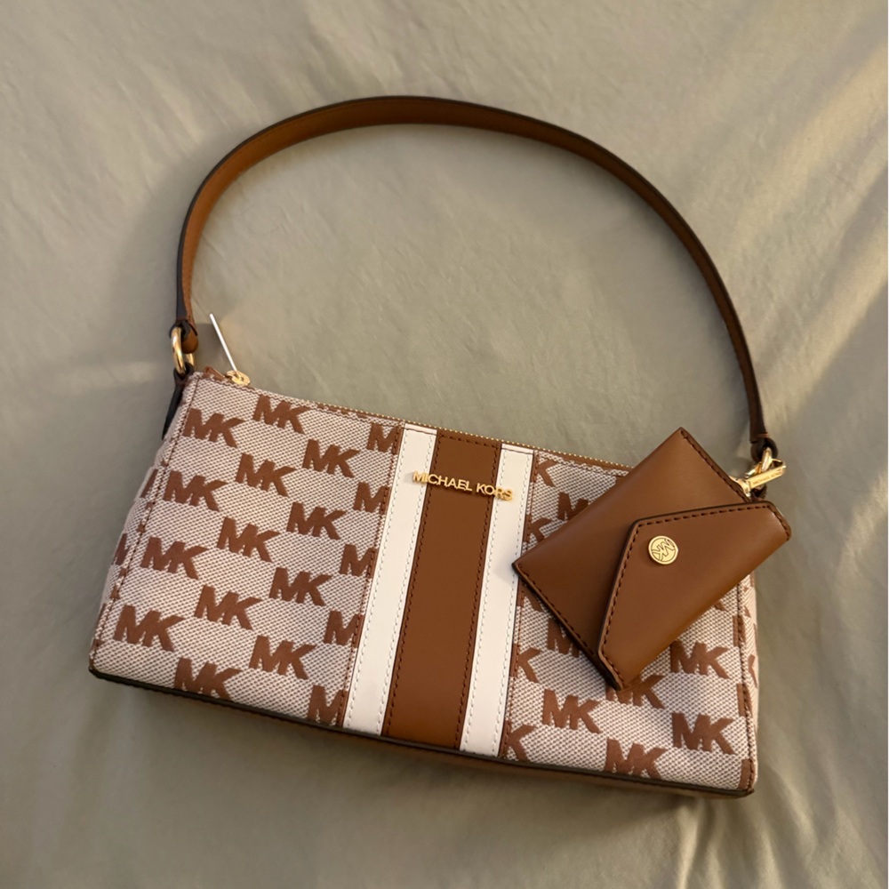 Michael Kors Vincent Medium Logo Jacquard Pochette with Card Case